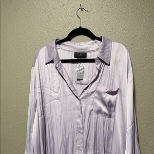 Lane Bryant Light Lavender Satin Button-Front Blouse